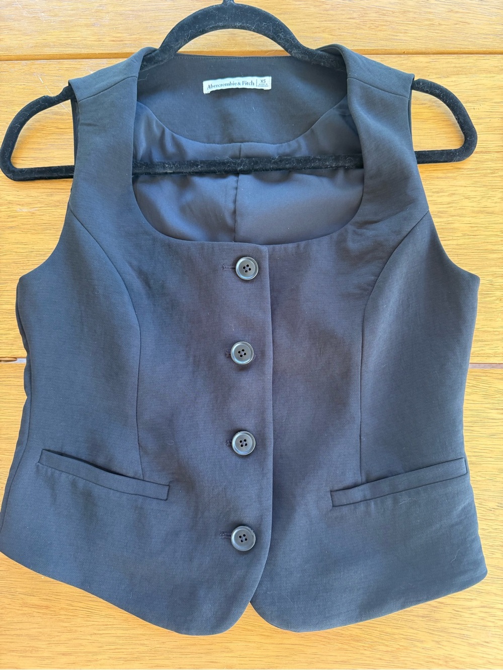 Abercrombie & Fitch Black Tailored Button Vest